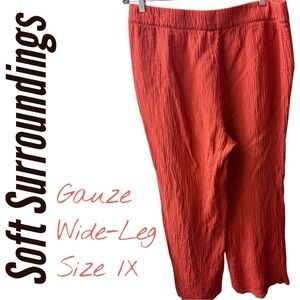 Soft Surroundings Red Gauze Wide-Leg Pants